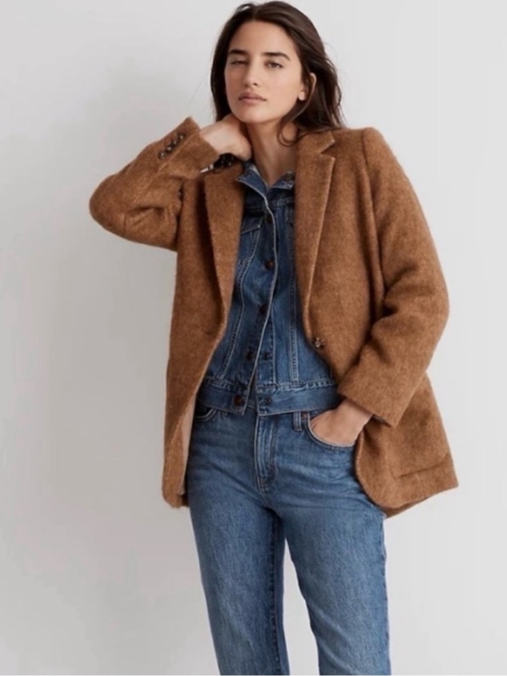 Madewell Boucle Larsen Blazer in Toffee - Size Medium